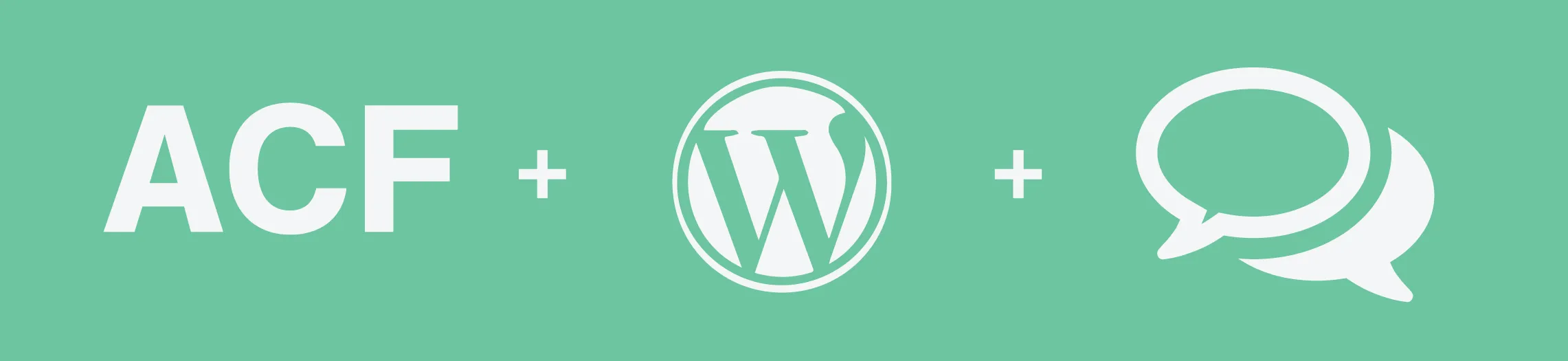 Graphic with ACF + WordPress Logo + Chat bubbles
