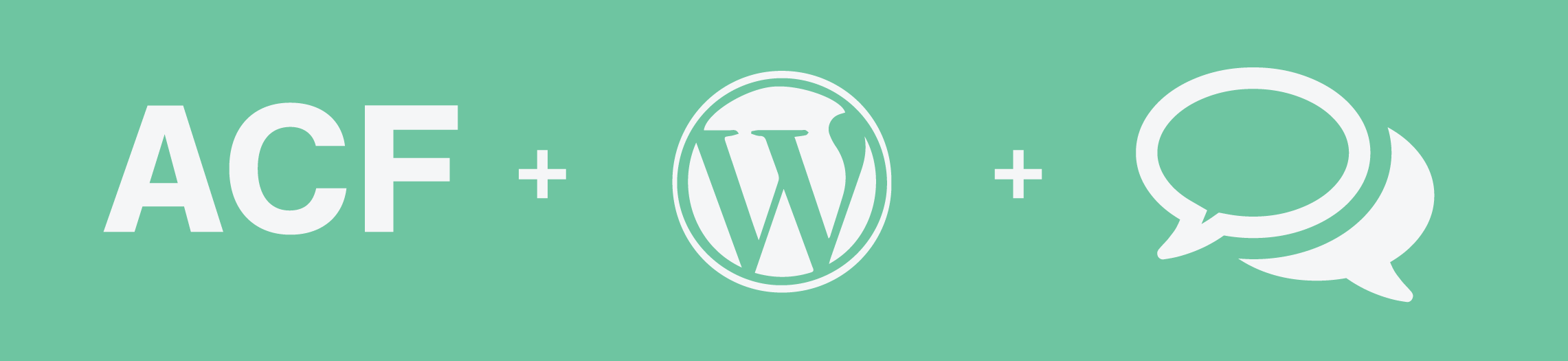 Graphic with ACF + WordPress Logo + Chat bubbles