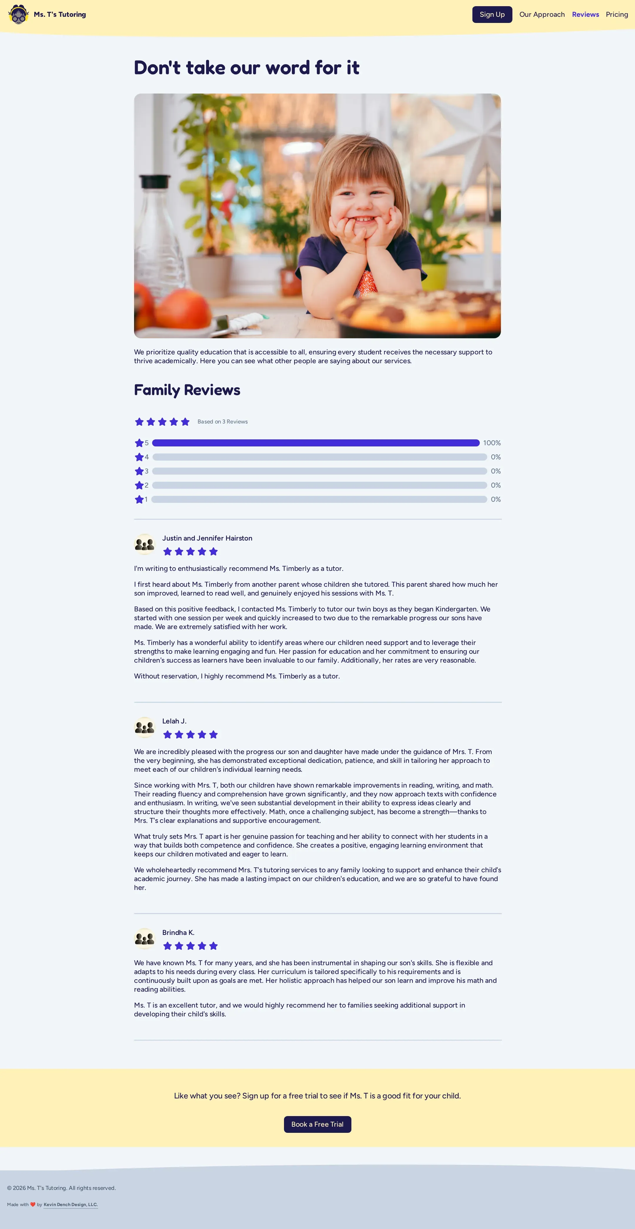 Ms. T's Tutoring reviews page