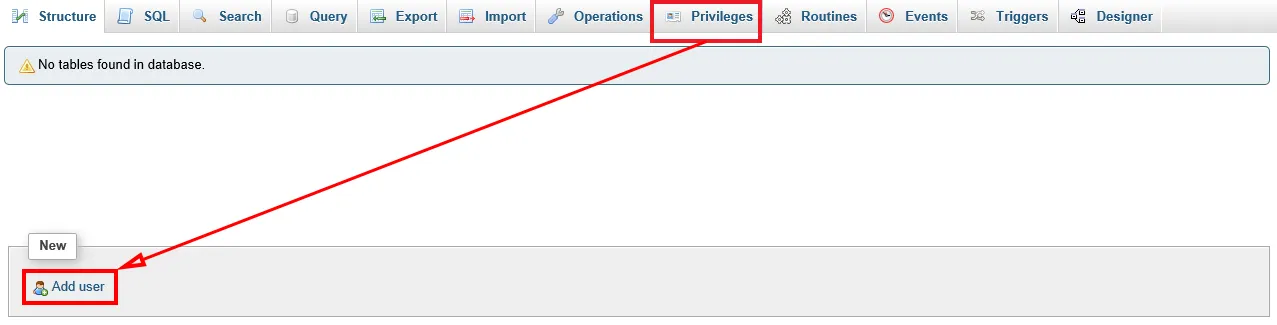Creating a new user on phpMyAdmin for WordPress