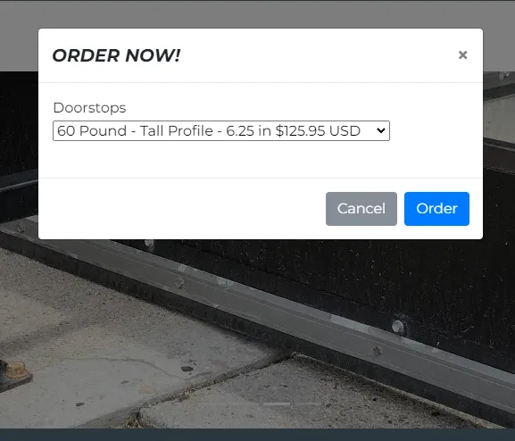Ultimate Doorstop order now modal screenshot